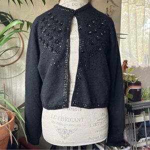 I DID IT Vintage Beaded Black Cardigan ~ Size Medium